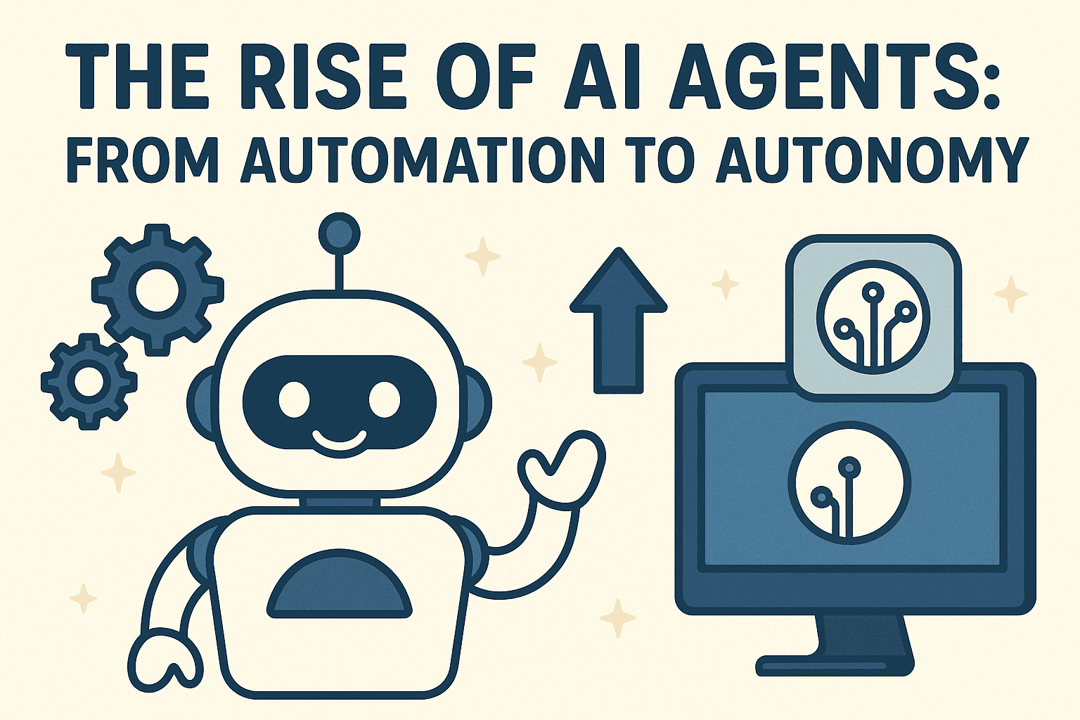 Illustration of interconnected AI agents executing tasks across industries